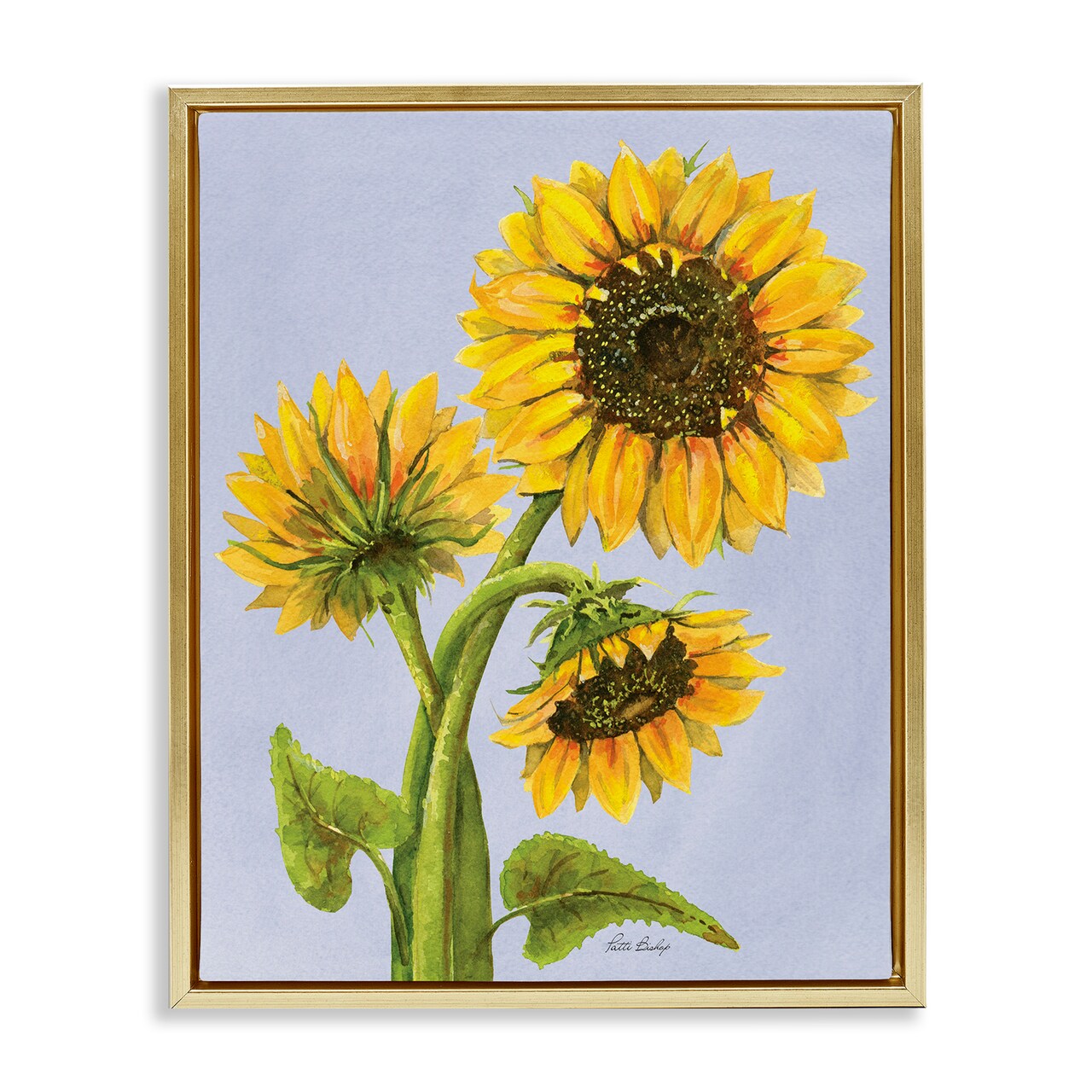 Stupell Industries Sunflower Trio Against Blue Floating Frame, design by Patti Bishop